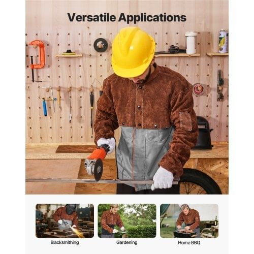 Leather Welding Cape Sleeve, Heavy Duty Flame Resistant Cowhide Safety Cape Sleeves for Men Women,  E415-DPKDPKNPLM00CVRDX001V0