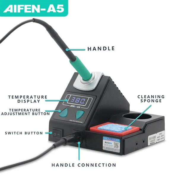 Color: Silver, Voltage: 110V - AIFEN A5 Soldering Station Compatible JBC Soldering Iron Tips C210/C F640-12000035978634124