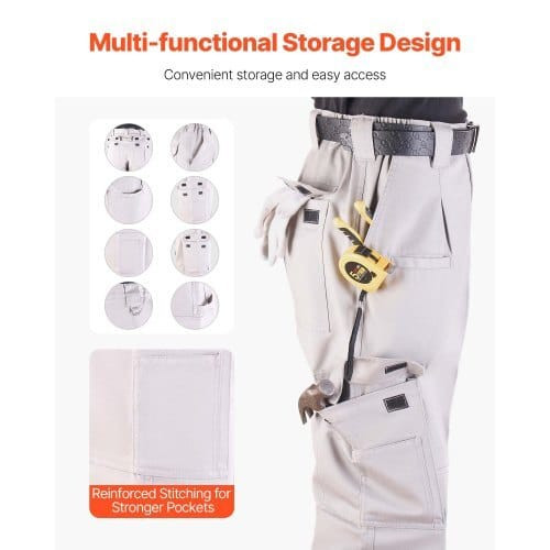 FR Pants for Men, 9 oz 100% Cotton, Flame-Resistant Cargo Pants with Multi-Pockets and Elastic Wais E415-HJZRKZCMHSXLRSL95001V0