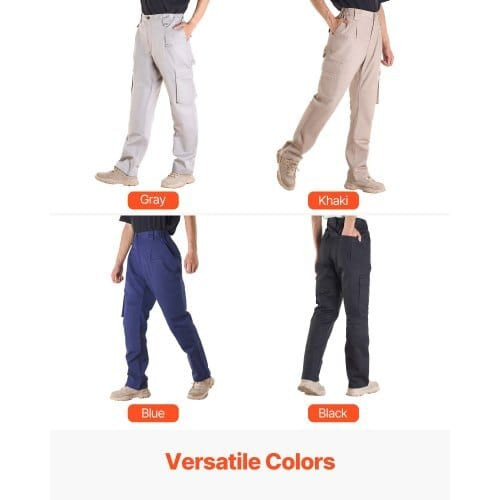 FR Pants for Men, 9 oz 100% Cotton, Flame-Resistant Cargo Pants with Multi-Pockets and Elastic Wais E415-HJZRKZCMHSXLRSL95001V0