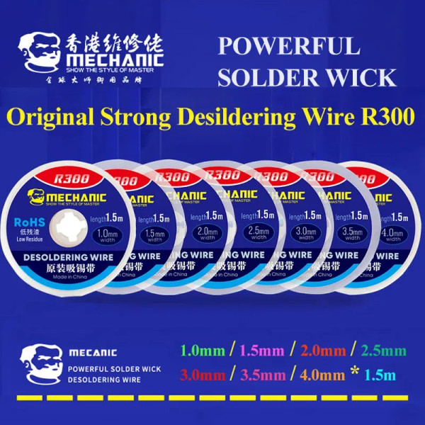 Diameter: 0.3mm - 5pcs/lot MECHANIC Desoldering Wire Solder Wick Tin Remover 1.5m Length Desolderin F640-12000021478398652