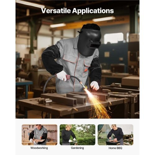 Flame Resistant Welding Work Sleeves, Heavy Duty Cowhide Leather & FR Cotton Arm Protection Sleeves E415-HJTXTXNPCMCP9M0S6001V0