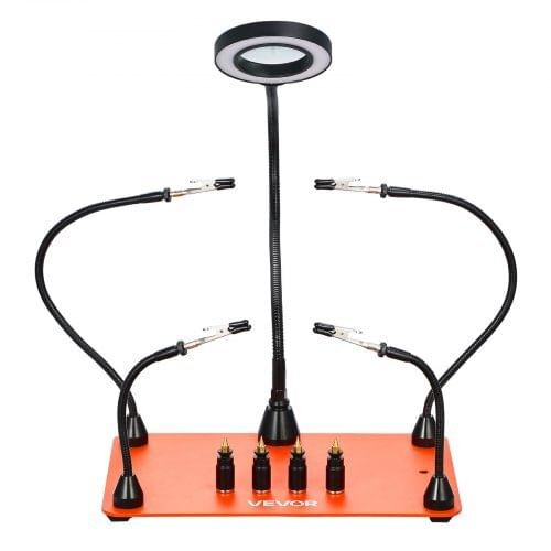 Magnetic Helping Hands Soldering Station, 4 Flexible Arms Third Hand Soldering Tool, with 3X LED Ma E415-FZSHJZ4GFZS4APD39001V9