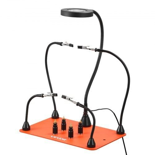 Magnetic Helping Hands Soldering Station, 4 Flexible Arms Third Hand Soldering Tool, with 3X LED Ma E415-FZSHJZ4GFZS4APD39001V9