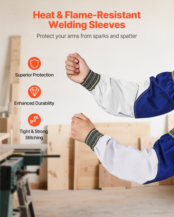 Flame Resistant Welding Sleeves, Heavy Duty Sheepskin & FR Cotton Arm Protection Sleeves for Men Wo E415-HJTXTXYPCMCP4EWJF001V0
