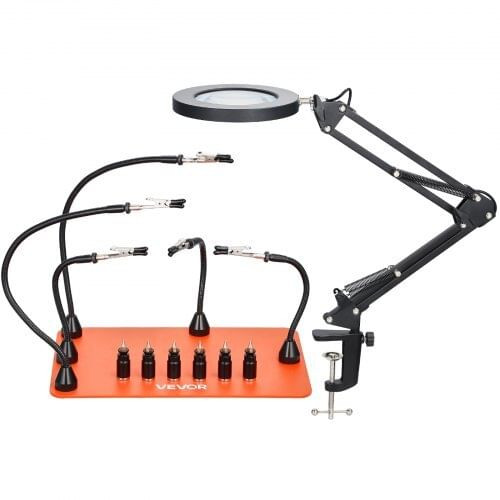 Magnetic Helping Hands Soldering Station, 2-In-1 Third Hand Soldering Tool - 3X LED Magnifying Lamp E415-FZSHJZ5GFZS66QYKI001V9