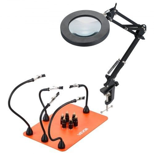 Magnetic Helping Hands Soldering Station, 2-In-1 Third Hand Soldering Tool - 3X LED Magnifying Lamp E415-FZSHJZ5GFZS66QYKI001V9