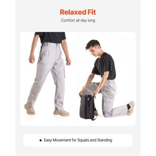 FR Pants for Men, 9 oz 100% Cotton, Flame-Resistant Cargo Pants with Multi-Pockets and Elastic Wais E415-HJZRKZCMHSMM3TPT8001V0