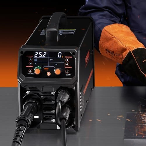 Pro MIG Welder, 200A Pluse Mig Welding Machine, 5-in-1 Synergic Welder Machine MIG Pluse/Gas MIG/Fl E415-MIGYXHJ5H120FDVK3V5