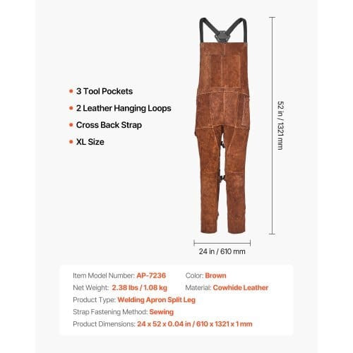 Leather Welding Apron Split Leg, Heavy Duty Cowhide Flame Resistant Welding Pants for Men Women, He E415-FTWQFTWQNPFRF0HUL001V0