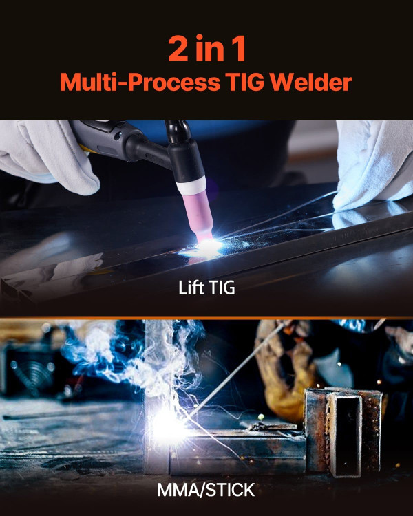 MMA Welder, 205A 2-in-1 MMA Lift TIG Stick Welding Machine, 110/220V Dual Voltage IGBT Inverter Wel E415-TIGHJ205AEHYXJQPLV5