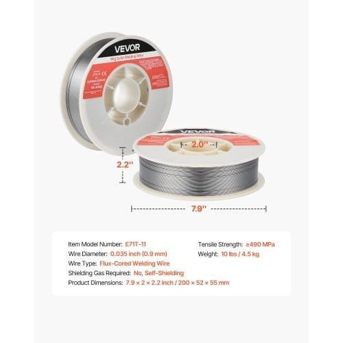 Flux Core MIG Welding Wire, E71T-11 0.035-inch 10 LBS, Gasless Mild Steel Welding Wire with Low Spa E415-MIGHSYXHSE71LTY1K001V0