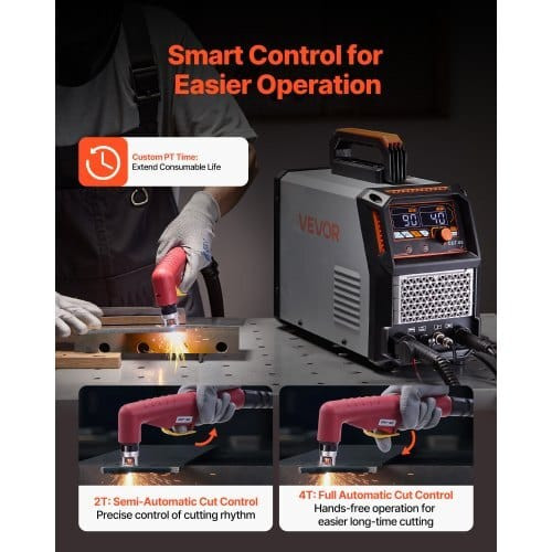 Plasma Cutter, 65A Non-Touch Pilot Arc Plasma Cutting Machine Non-High Frequency - with 2T/4T Funct E415-DLZQGJFJCS65CKU7P001V1