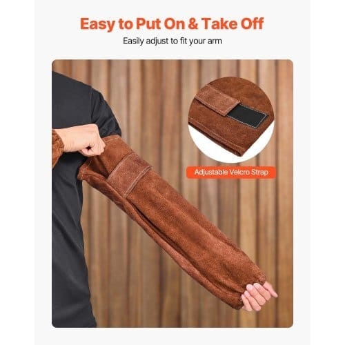 Leather Welding Sleeves, Heavy Duty Cowhide Flame Resistant Work Sleeves for Arm Protection, Heat-R E415-HJTXTXNPCPCCP5SQ9001V0