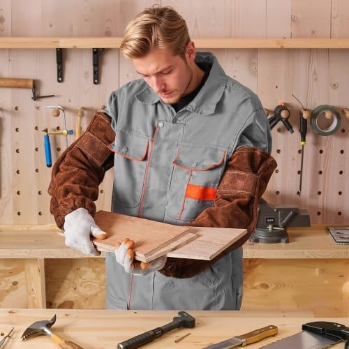 Leather Welding Sleeves, Heavy Duty Cowhide Flame Resistant Work Sleeves for Arm Protection, Heat-R E415-HJTXTXNPCPCCP5SQ9001V0