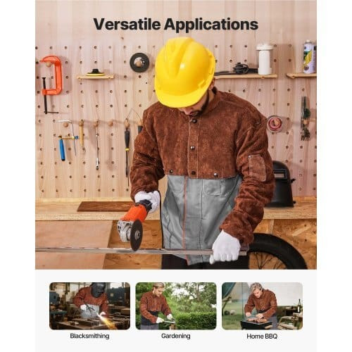 Leather Welding Cape Sleeve, Heavy Duty Flame Resistant Cowhide Safety Cape Sleeves for Men Women,  E415-DPKDPKNPMM006BNFA001V0