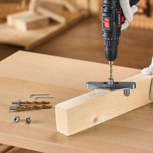 Doweling Jig Kit, Self Centering Dowel Drill Jig for Straight Holes, with Drill Bit Set 1/4", 5/16" E415-ZJJZDXZKJJJYJDU8C001V0