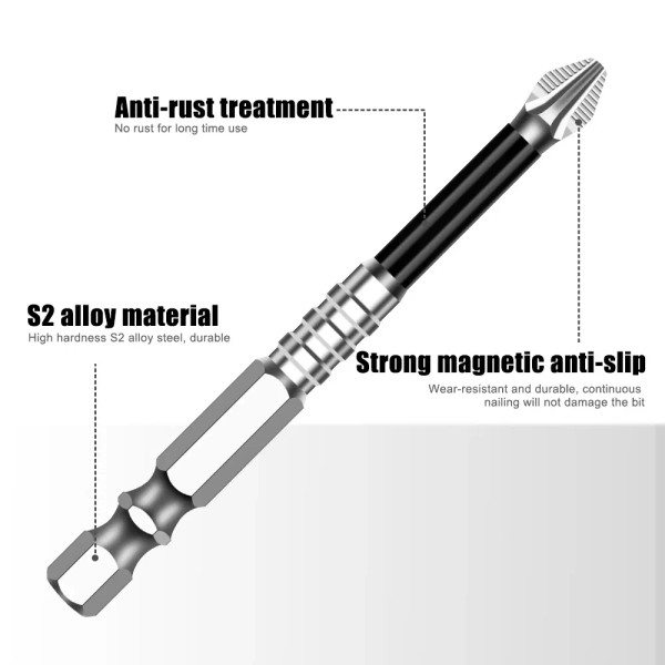 Color: WHITE - K5 Non-slip High Hardness Bit S2 Strong Magnetic 5A Black Non-slip Cross Head Electr F640-12000044173899084