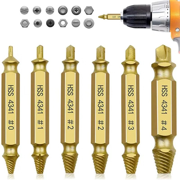 Color: WHITE - HSS Extractor Double Head Screw Slide Tooth Removal Screwdriver Screwdriver Bit Brok F640-12000044689122243