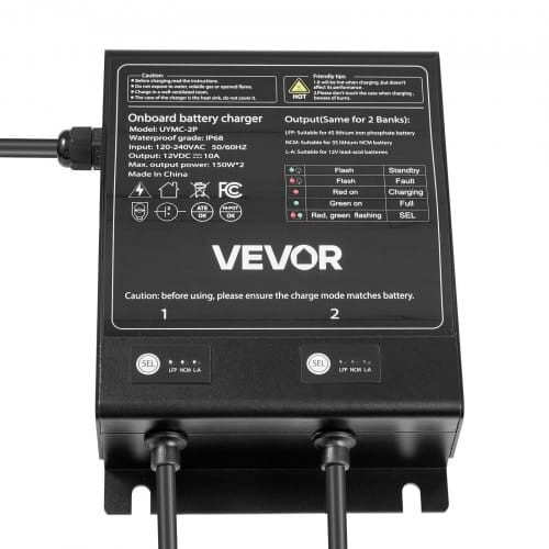 Marine Battery Charger, 2-Bank, 10A 12V Onboard Boat Charger, IP68 Waterproof Smart On-Board Batter E415-CYCDQ10A2FL0FII02001V5