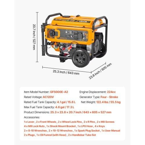 Portable Generator, Gasoline 4650W Peak Watt & LPG 4130W Peak Watt Dual Fuel Generator, Home Backup E415-BXSFDJSRLKYLU7X9M001V1