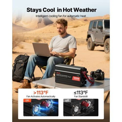 1000W Power Inverter, 12V DC to 120V AC Modified Sine Wave Inverter, Car Charger Converter with USB E415-WXSPXZXNBQ109ETRO001V1