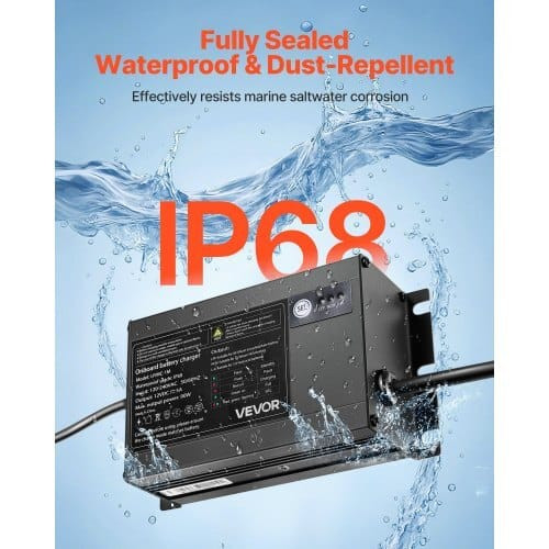 Marine Battery Charger, 1-Bank, 5A 12V Onboard Boat Charger, IP68 Waterproof Smart On-Board Battery E415-CYCDQ5A1FL00YMIYP001V5