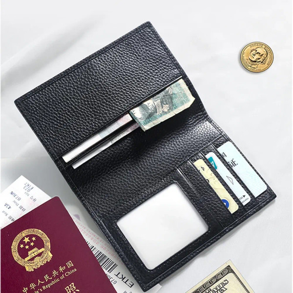 Color: Pink - 100% Cowhide Passport Holder Factory Genuine Leather Engrave Letters Men Women Passpo F640-12000030524663446
