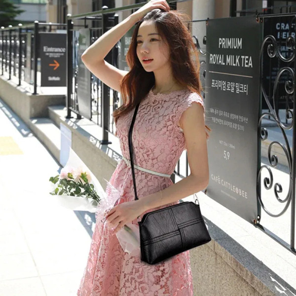 Color: army green, Size: S - New Casual mama Messenger Bags Crossbody PU Leather Black Handbags for F640-12000035938115367