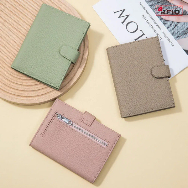 Color: dark blue - Genuine Leather RFID Travel Passport Cover Case Wallet Bag Card Holder Cowhide C F640-12000041235217286