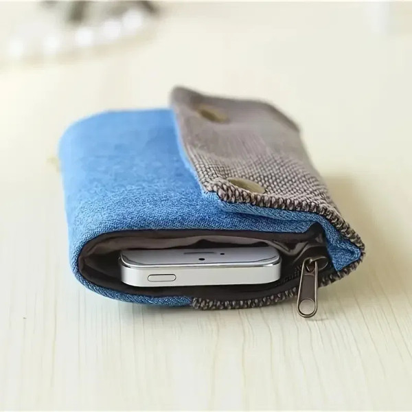 Color: black - Handmade Three Fold Fabric Wallet Women Men Simple Short Zipper Purses for Teens Per F640-12000040347757131