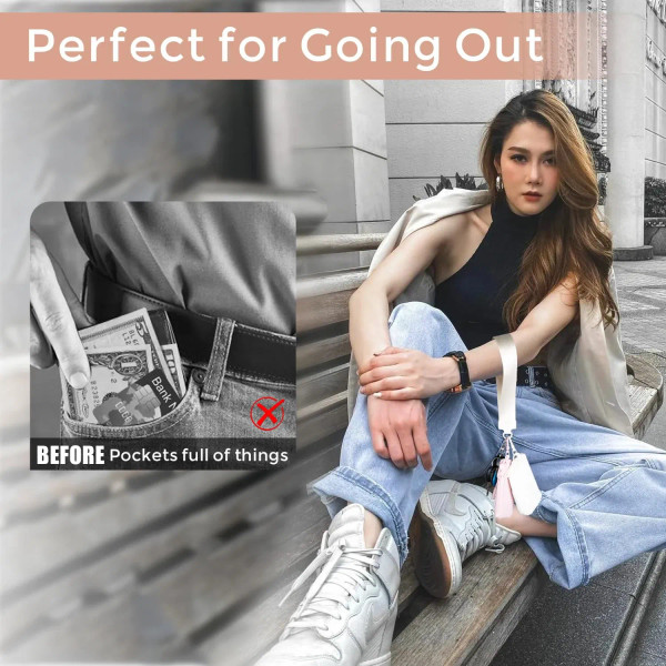 Color: Dark Grey - Mini Dual Coin Pouch Solid Color Wristlet Keychain Wallet Change Pocket Handbag  F640-12000039742274005