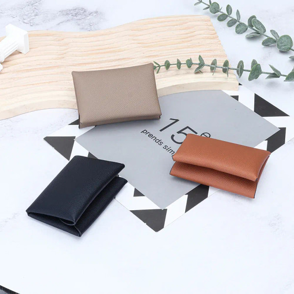 Color: Beige - Genuine Leather Coin Pouch Change Holder Mini Snap Pocket Wallet for Men Women Brand F640-12000038396238446