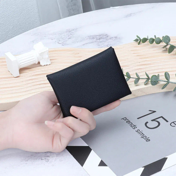 Color: Beige - Genuine Leather Coin Pouch Change Holder Mini Snap Pocket Wallet for Men Women Brand F640-12000038396238446