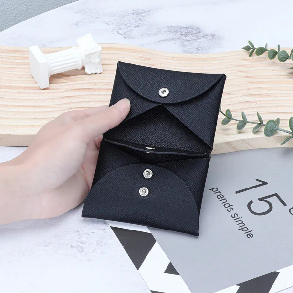 Color: Beige - Genuine Leather Coin Pouch Change Holder Mini Snap Pocket Wallet for Men Women Brand F640-12000038396238446