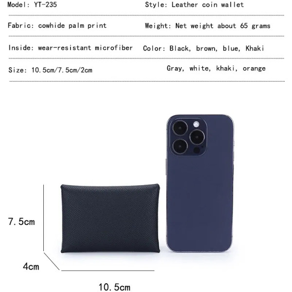 Color: Beige - Genuine Leather Coin Pouch Change Holder Mini Snap Pocket Wallet for Men Women Brand F640-12000038396238446