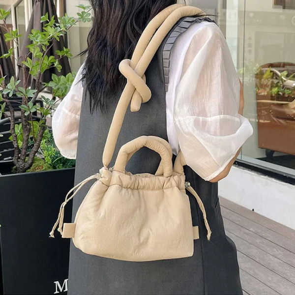 Color: SKY BLUE, Ships From: CHINA - Fashion Small Puffer Tote Bag Designer Padded Women Shoulder B F640-12000041584453228