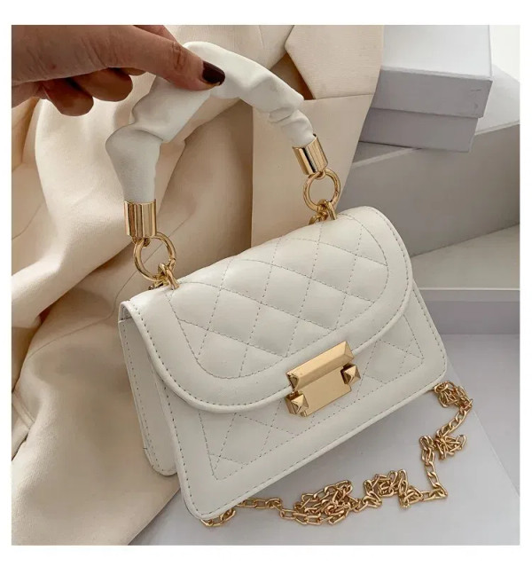 Color: WHITE, Size: Extra Large - Women's Bags Classic Fashion Handbag Small Square Chain Crossbody F640-12000044299182846