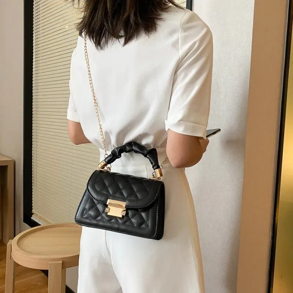 Color: WHITE, Size: Extra Large - Women's Bags Classic Fashion Handbag Small Square Chain Crossbody F640-12000044299182846