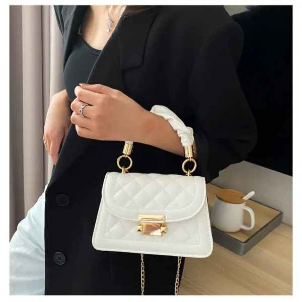 Color: WHITE, Size: Extra Large - Women's Bags Classic Fashion Handbag Small Square Chain Crossbody F640-12000044299182846