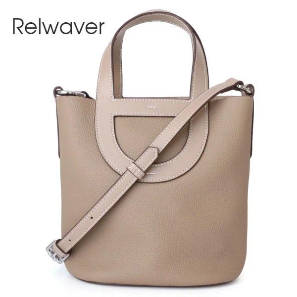Relwaver genuine leather bags women 2023 spring summer bucket hand bag beige white grey small cow l F640-3256804943579276