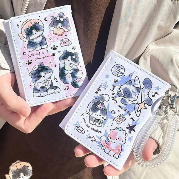 Color: Clear - PU Leather Cute Women Wallet Coin Purse Simple 3 Folds Multi-card Slots Card Holder  F640-12000043791124018