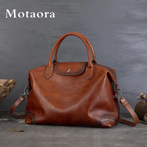 MOTAORA 2025 Premium Vintage Tote Bag for Women - Large Capacity Cow Leather Crossbody, Work Commut F640-3256808592467153