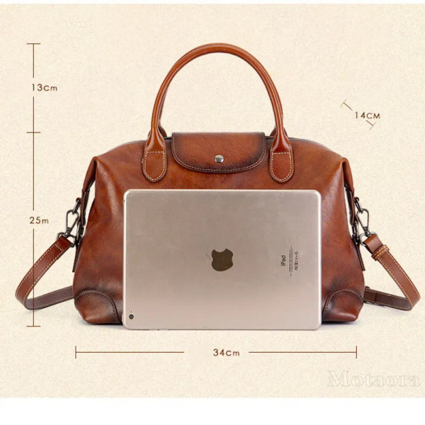 MOTAORA 2025 Premium Vintage Tote Bag for Women - Large Capacity Cow Leather Crossbody, Work Commut F640-3256808592467153