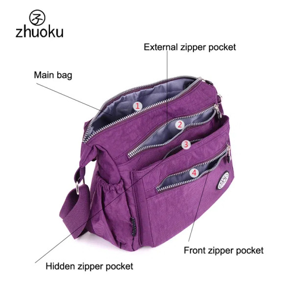 Color: Khaki - Women Messenger Bags Mini Ladies Nylon Handbags Shoulder Bag For Women Tote Handbag  F640-1000043258372