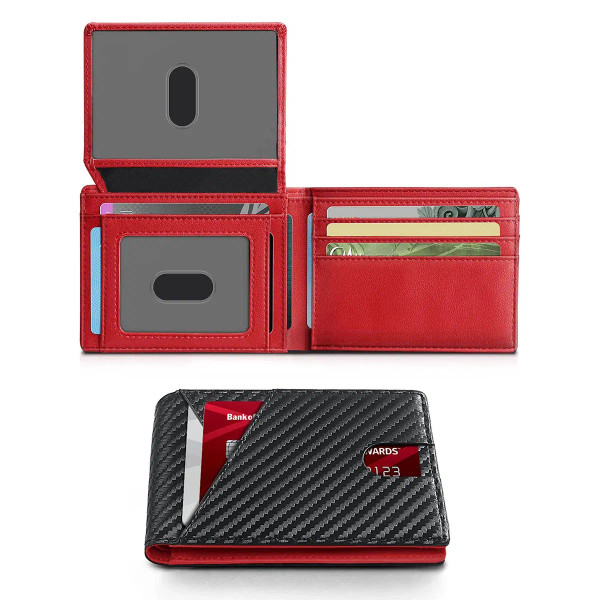Color: black - RFID Carbon Fiber Ultra-thin Trifold Wallet Simple Front Pocket Design Wallet Multi- F640-12000047059394917
