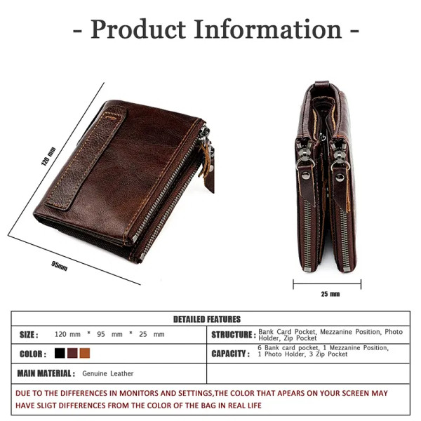 Color: Beige - Genuine Leather Short Men RFID Wallets Name Engraving Leather Card Holder Brand Men  F640-12000034297252473