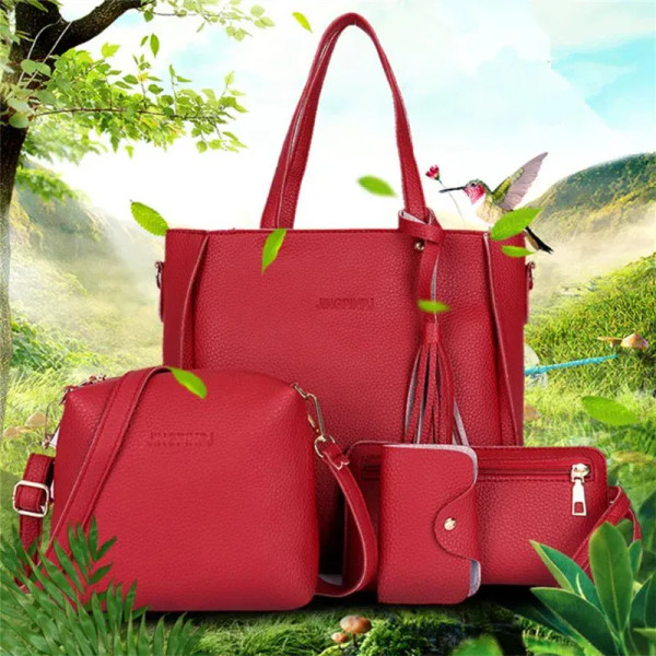 Color: Pink - 4pcs Elegant Minimalist Women'S Shoulder Bag, Handbag, Crossbody Bag, Women Storage B F640-12000050752083051