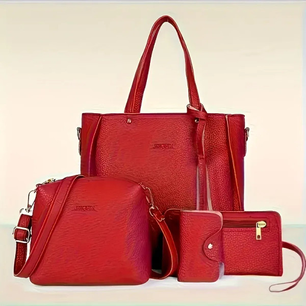 Color: Pink - 4pcs Elegant Minimalist Women'S Shoulder Bag, Handbag, Crossbody Bag, Women Storage B F640-12000050752083051