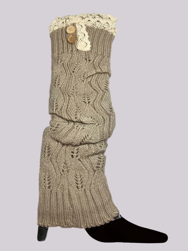 Color: BEIGE - Lovely And Lacy Long Cable Knit Boot Socks K290-50046890574097